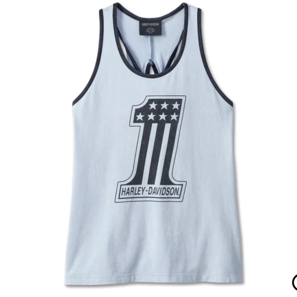 Harley-Davidson Women's National Anthem Twist Back Tank - Skyway Blue - 2XL - Picture 2 of 8